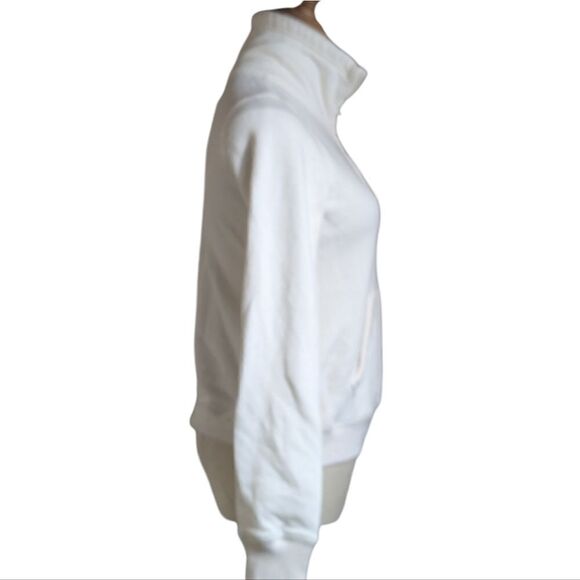 Abercrombie and Fitch White Shrunken Quarter Zip Sweatshirt - Picture 3 of 7